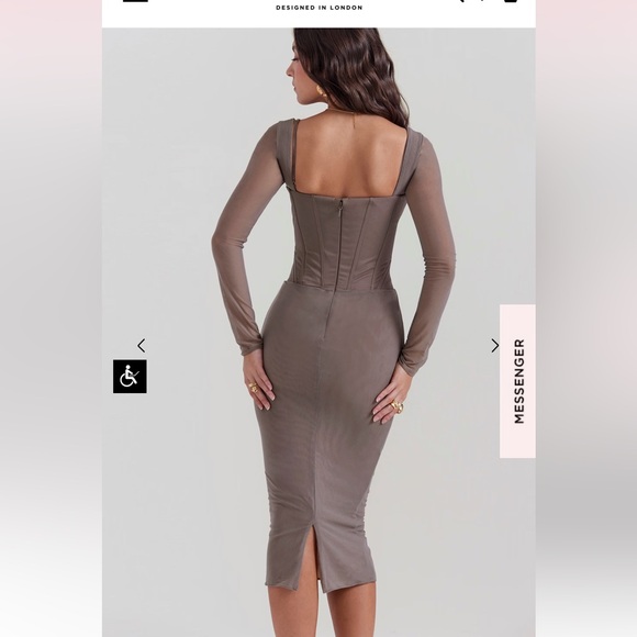 House of cb Elegant Brown Long Sleeve Intimate Dress - Picture 3 of 3